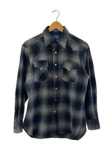 PENDLETON◆80s/オンブレ/ブラックシャドー/長袖シャツ/M/ウール/BLK/チェック