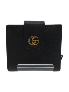 GUCCI◆2つ折り財布/レザー/ブラック/レディース/GGマーモント/523193