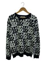 BoTT◆ホツレ有/Square Logo Summer Knit/セーター(薄手)/M/コットン/BLK/総柄_画像1