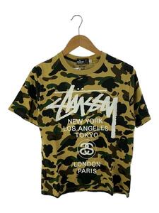 A BATHING APE◆A BATHING APE/STUSSY/Tシャツ/S/コットン/KHK/カモフラ