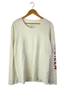 Maison Margiela◆19ss/ダメージ加工/長袖Tシャツ/48/コットン/ホワイト/プリント