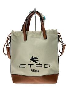 ETRO◆2WAYロゴトートバッグ/キャンバス/BEG/1N626-8801