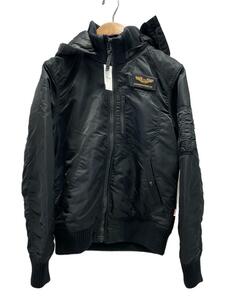 ALPHA INDUSTRIES◆アルファインダストリーズ/TA1330-001/HOODED RIB JACKET/M/ナイロン/ブラック