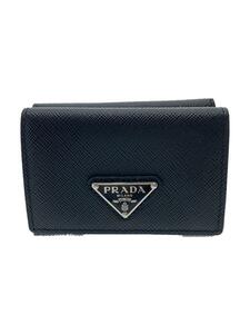 PRADA◆3つ折り財布/-/BLK/無地/メンズ/2MH042