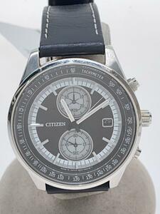 CITIZEN◆ソーラー腕時計/アナログ/レザー/BLK/BLK/B642-S118280