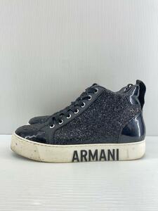 ARMANI EXCHANGE◆ハイカットスニーカー/UK4/BLK/グリッター/ラメ/厚底