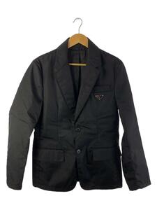 PRADA◆Re-Nylon Single-Breasted Jacket/テーラードジャケット/46/ナイロン/ブラック