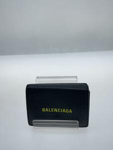 BALENCIAGA◆3つ折り財布/レザー/BLK/無地/メンズ/594312/コンパクトウォレット