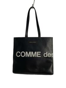 COMME des GARCONS◆Huge Logo/トートバッグ/牛革/BLK/プリント/SA9001HL