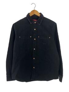 Supreme◆Script Canvas Snap Shirt/長袖シャツ/S/コットン/BLK