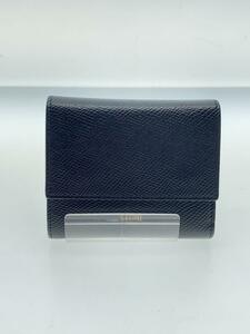 CELINE◆2つ折り財布/レザー/BLK/無地/レディース