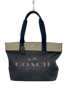 COACH◆トートバッグ/デニム/キャンバス/IDG/無地/f39904