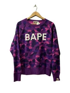 A BATHING APE◆ストーンロゴクルーネックスウェット/S/コットン/PUP/カモフラ/001SWI801008M