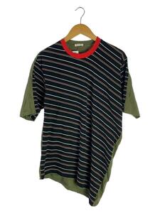 MARNI◆20SS/バックロゴタグアシンメトリークルーネックTシャツ/48/コットン/ボーダー/HUMU0145S0