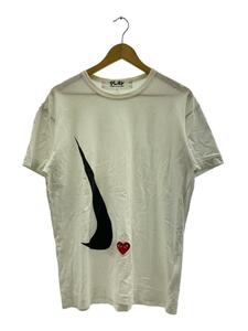 PLAY COMME des GARCONS◆×NIKE/21SS/ハートワッペン/スウッシュ/Tシャツ/XL/コットン/WHT/プリント/AE-T402