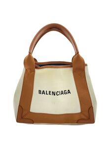 BALENCIAGA◆2way/ハンドバッグ/キャンバス/CRM/無地