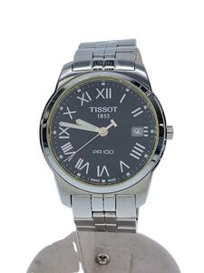 TISSOT◆傷有り/電池切れ/クォーツ腕時計/アナログ/ステンレス/BLK/SLV/T049410