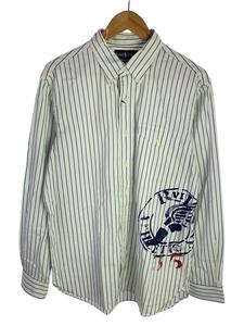 POLO RALPH LAUREN◆長袖シャツ/L/コットン/WHT/ストライプ