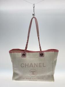 CHANEL◆トートバッグ/キャンバス/IVO/A67001/ドーヴィルMM_ドーヴィルライン_キャンバス＆レザー