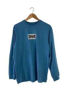 Supreme◆20AW/WOVEN LABEL L/S TOP/長袖Tシャツ/M/コットン/BLU