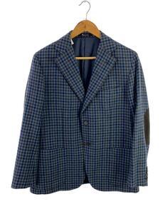 Aquascutum◆エルボーパッチテーラードジャケット/-/ウール/BLU/チェック