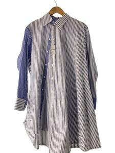 YOHJI YAMAMOTO◆COTTON STRIPE R-2LAYERシャツワンピース/2/コットン/WHT/ストライプ/FY-B52-802