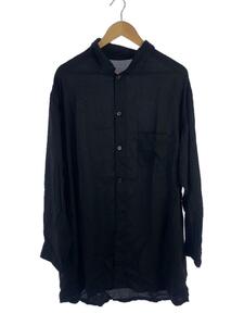 yohji yamamoto POUR HOMME◆CELLULOSE GARMENT DYE LAWN OPEN COLLAR/長袖シャツ/2/BLK