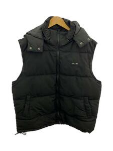 RVCA◆ダウンベスト/L/ポリエステル/BLK/無地/BC042771/VISOR HOODED PUFFER VES