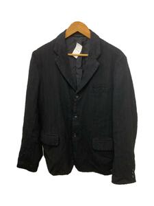 COMME des GARCONS HOMME◆縮絨ウール/テーラードジャケット/S/ウール/BLK/ストライプ/HT-J027//