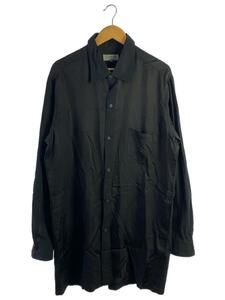 yohji yamamoto POUR HOMME◆Q-後ろあきシャツ製品染め/18AW/4/コットン/BLK/無地/HV-B04-800//