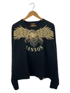 VANSON◆イーグルプリント長袖Tシャツ/XXL/コットン/BLK/NVLT-2022//