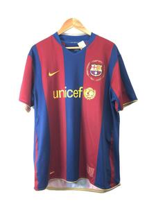 NIKE◆Tシャツ/XL/ポリエステル/BLU/ストライプ/BARCELONA/2007-2008///