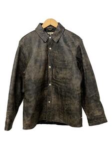 STUSSY◆レザージャケット/M/レザー/BLK/無地/1110314/24SS/LEATHER OVERSHIRT