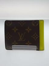 LOUIS VUITTON◆ポルト・フォイユ・ミュルティプル_モノグラム・マカサー_YEL/レザー/BRW/総柄/メンズ_画像2