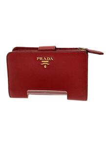 PRADA◆サフィアーノ/財布/RED/レディース/使用感有/汚れ有