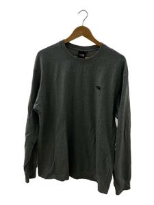 THE NORTH FACE◆L/S NUPTSE COTTON TEE_ロングスリーブヌプシコットンティー/XL/コットン/グレー