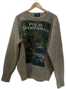 RALPH LAUREN◆POLO COUNTRY/POLO SPORTSMAN/ルアーマン/ペイントニット/セーター/L/ウール/GRY//