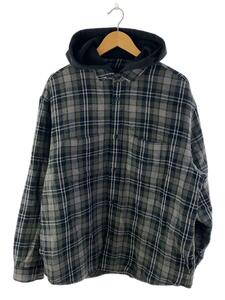Supreme◆23AW/Tartan Flannel Hooded Shirt/L/コットン/グレー/タータンチェック