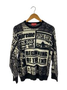 Supreme◆18aw/newsprint sweater/セーター(薄手)/S/ウール/BLK/総柄//