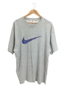 NIKE◆推定90s/白タグ/フロントロゴプリントTシャツ/L/コットン/グレー//