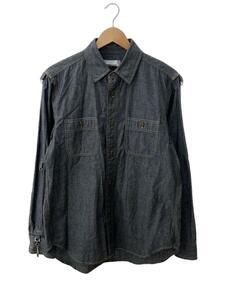 GANRYU◆GARMENT WASHED DUNGAREE SHIRT/長袖シャツ/S/コットン/GRY/無地