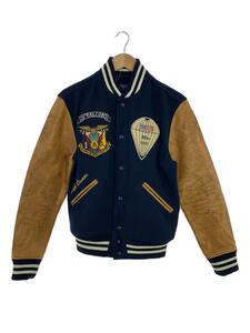 POLO RALPH LAUREN◆Leather-Sleeve Baseball Jacket/スタジャン/レターマンジャケット/SIZE:S/NVY