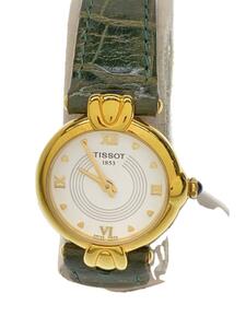 TISSOT◆クォーツ腕時計/アナログ/レザー/WHT/KHK