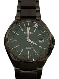 CITIZEN◆ATTESA/ECODRIVE/クォーツ腕時計/アナログ/BLK/H110-T016294