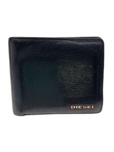 DIESEL◆2つ折り財布/フェイクレザー/BLK/無地/メンズ