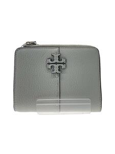 TORY BURCH◆2つ折り財布/レザー/GRY/レディース