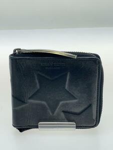 MIHARA YASUHIRO◆star small wallet/パイピングスレ有/2つ折り財布/レザー/BLK/メンズ