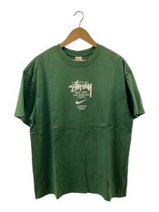 NIKE◆×STUSSY/INTERNATIONAL/Tシャツコットン/GRN/DD3342-341※襟元汚有