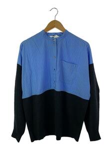 ENFOLD◆トップス/38/コットン/BLU/ストライプ/300GA270-1740/SHIRT×KNIT PULLOVER