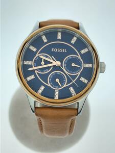 FOSSIL◆腕時計/アナログ/フェイクレザー/NVY/BRW